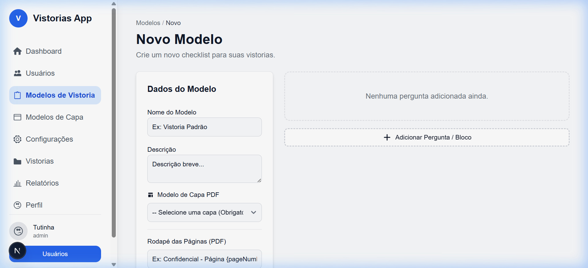 Formulário Novo Modelo